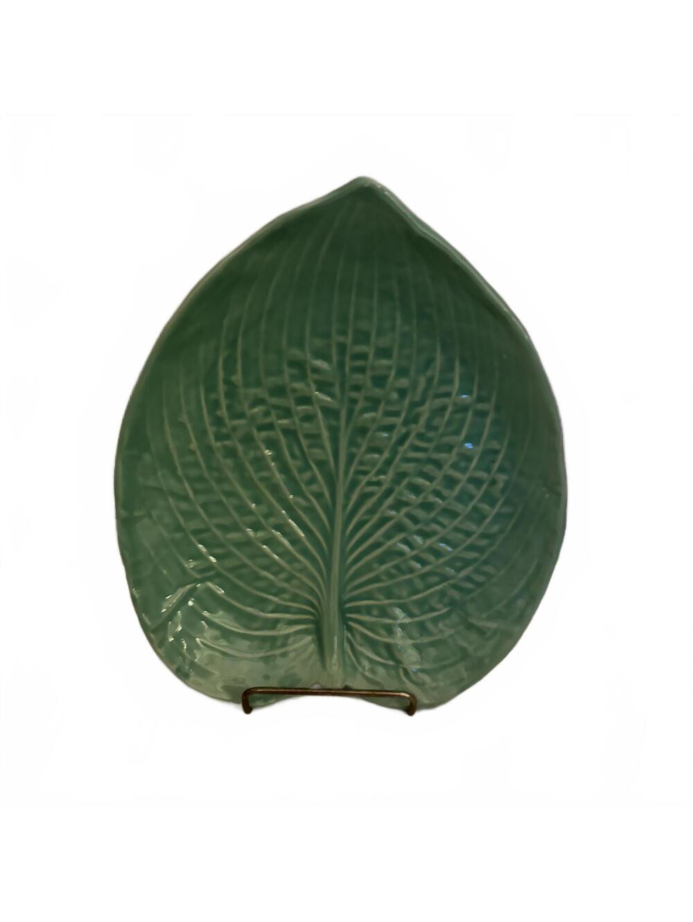 A contemporary, artist-signed Barbara Eigen ceramic leaf-shaped platter